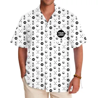 Personalized Golf Pattern Hawaiian Shirt with Logo
