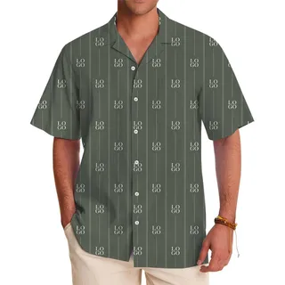 Signature Stripe Custom Logo Hawaiian Shirt