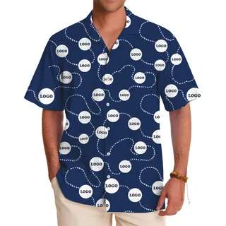 [Live Preview] Nautical Rope Custom Logo Hawaiian Shirt