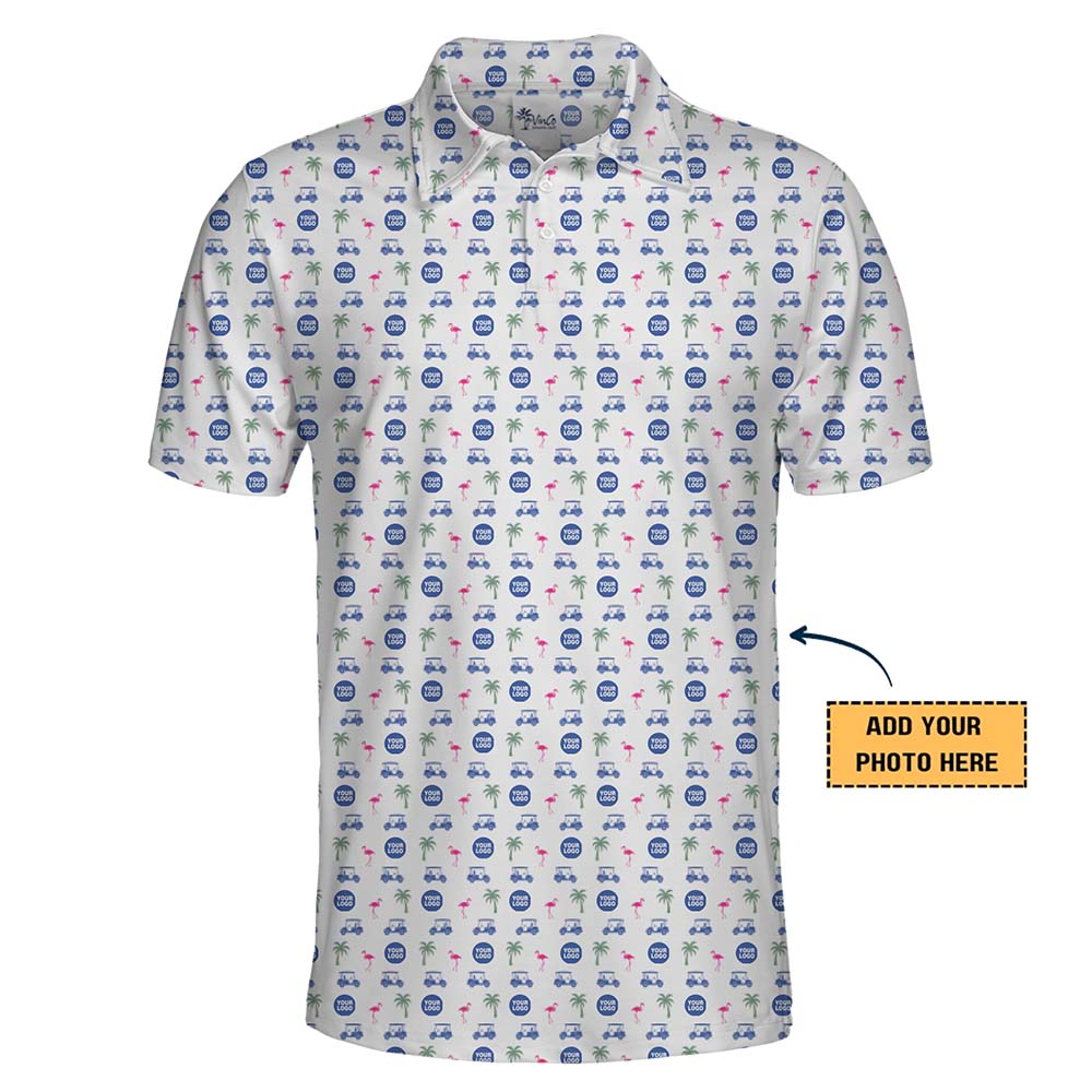 Flamingo Palm Tree Custom Logo Golf Polo