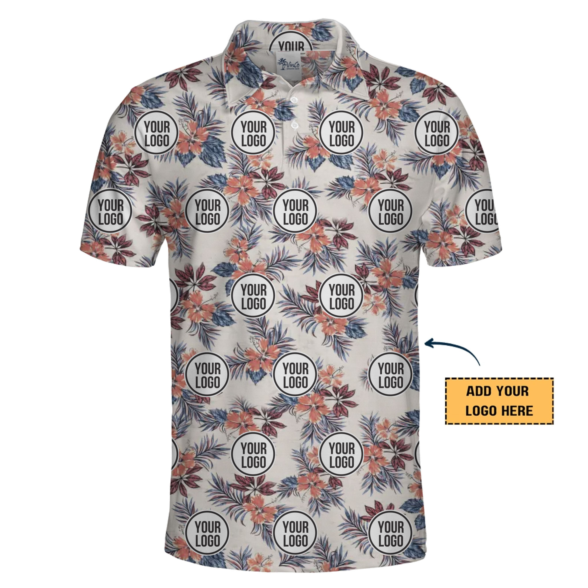 Custom Face/Logo Hawaiian Polo Shirt