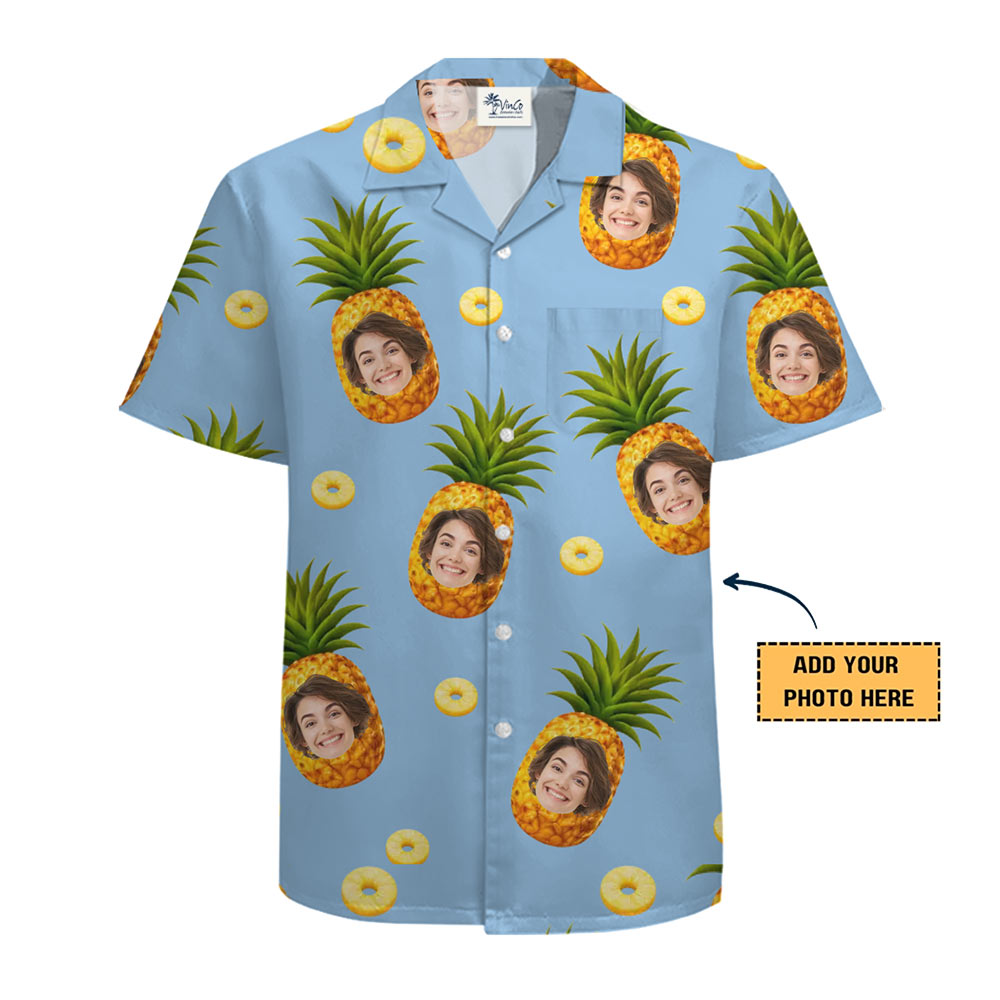 [Live Preview] Custom Face Pineapple Hawaiian Shirt