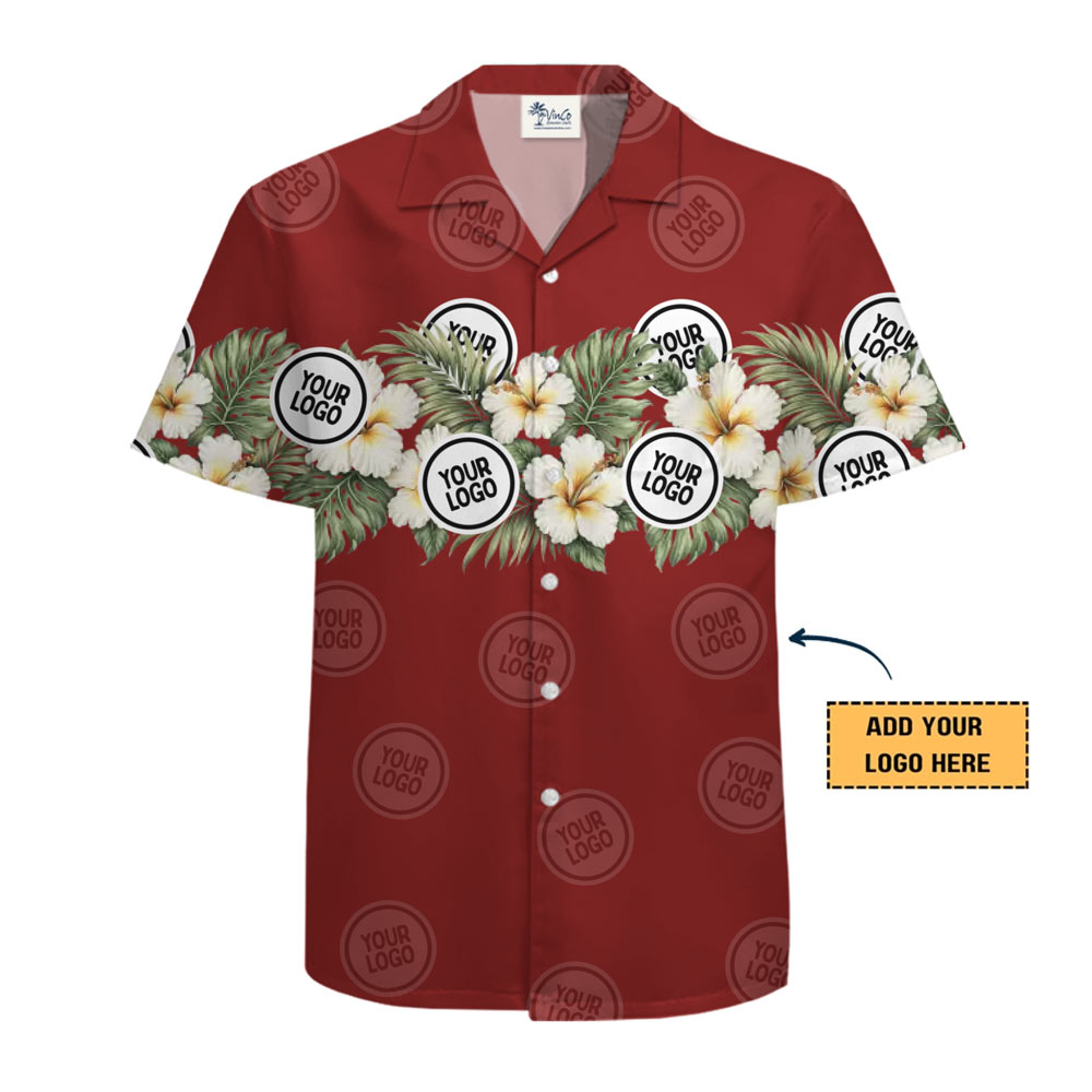 Custom Logo Hibiscus Border Hawaiian Shirt