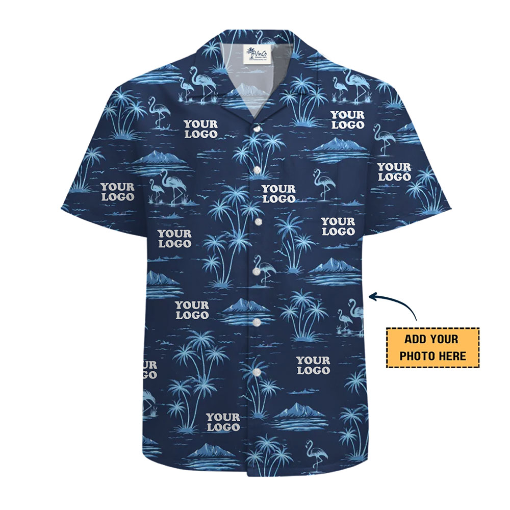 Custom Tropical Palm And Flamingo Hawaiian Shirt with Logo