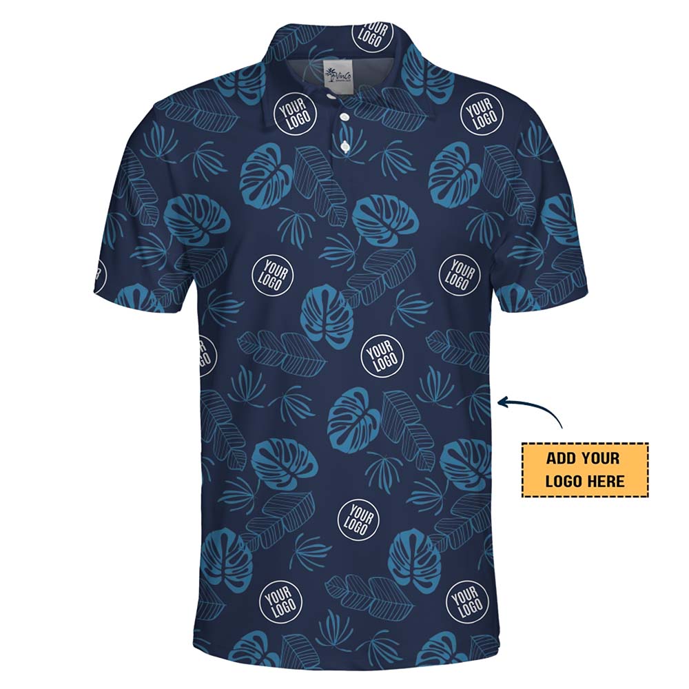 Easy Custom Palm Leaf Hawaiian Polo Shirt With Logo