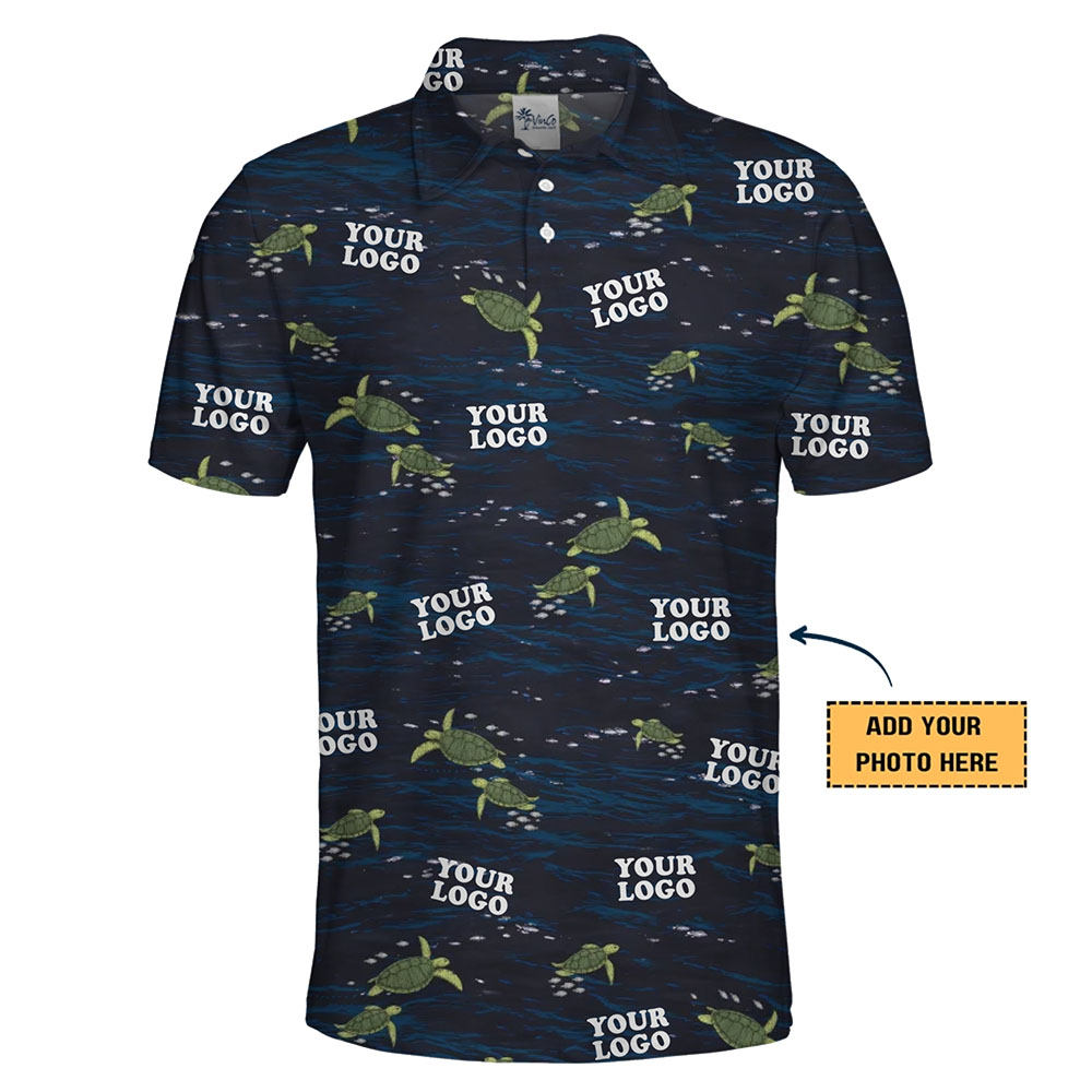 Custom Logo Ocean Turtle Polo Shirt With Business Logo