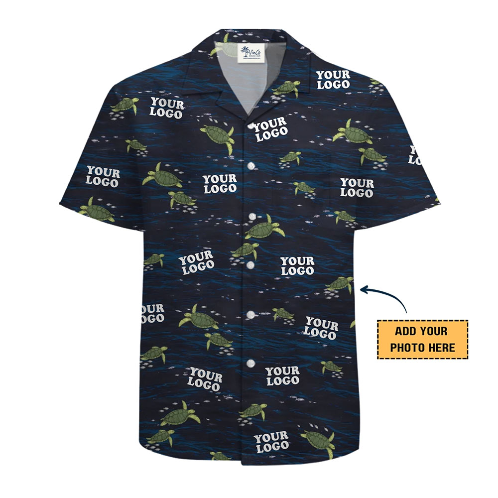 Custom Sea Turtle Aloha Shirt with Logo Instant Preview