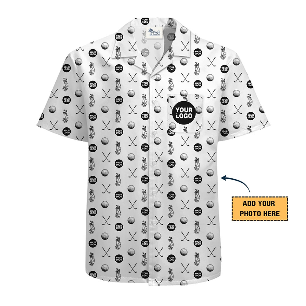 Personalized Golf Pattern Hawaiian Shirt with Logo