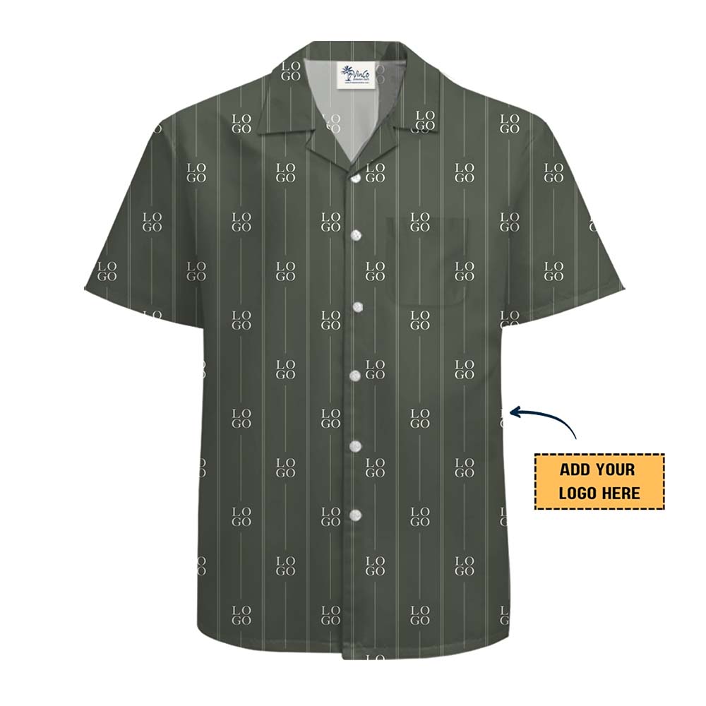 Signature Stripe Custom Logo Hawaiian Shirt