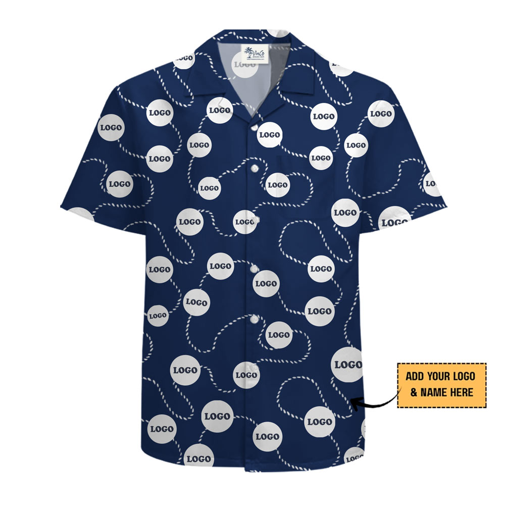 [Live Preview] Nautical Rope Custom Logo Hawaiian Shirt