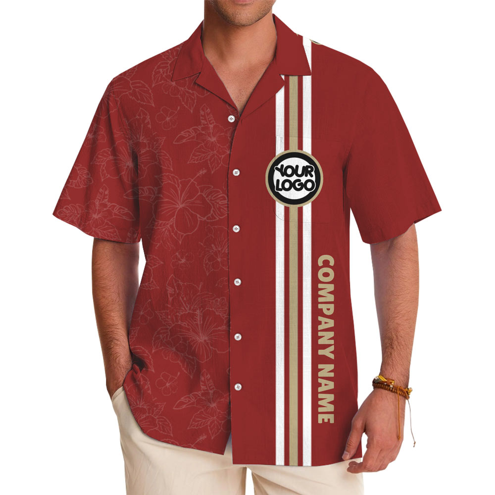 Custom Logo Vertical Stripe Hawaiian Shirt - variant image 1