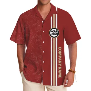 Custom Logo Vertical Stripe Hawaiian Shirt