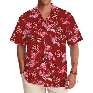 Personalized Flamingo Tropical Hawaiian Shirt with Logo
