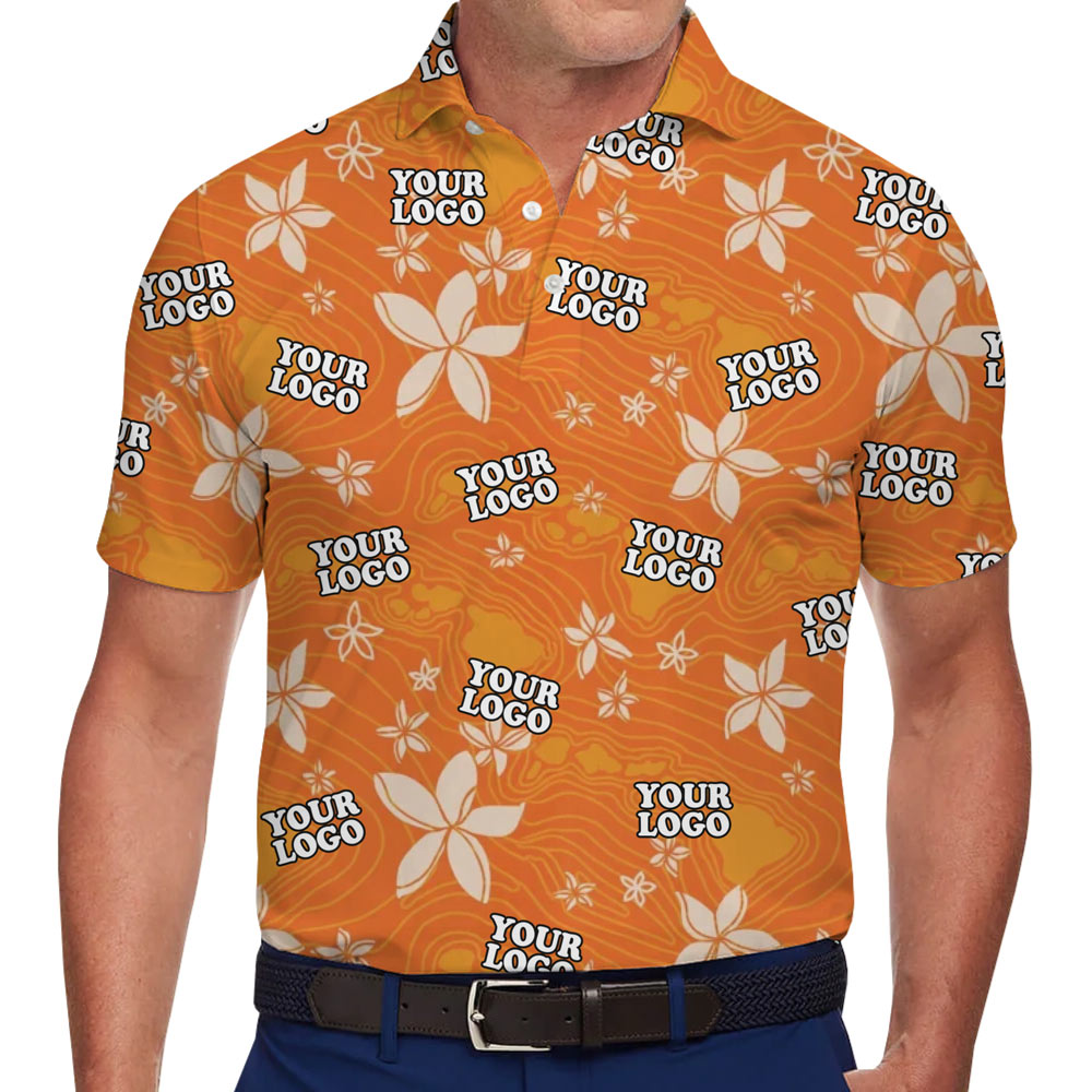 Summer Plumeria Custom Logo Live Preview Polo Shirt - variant image 1