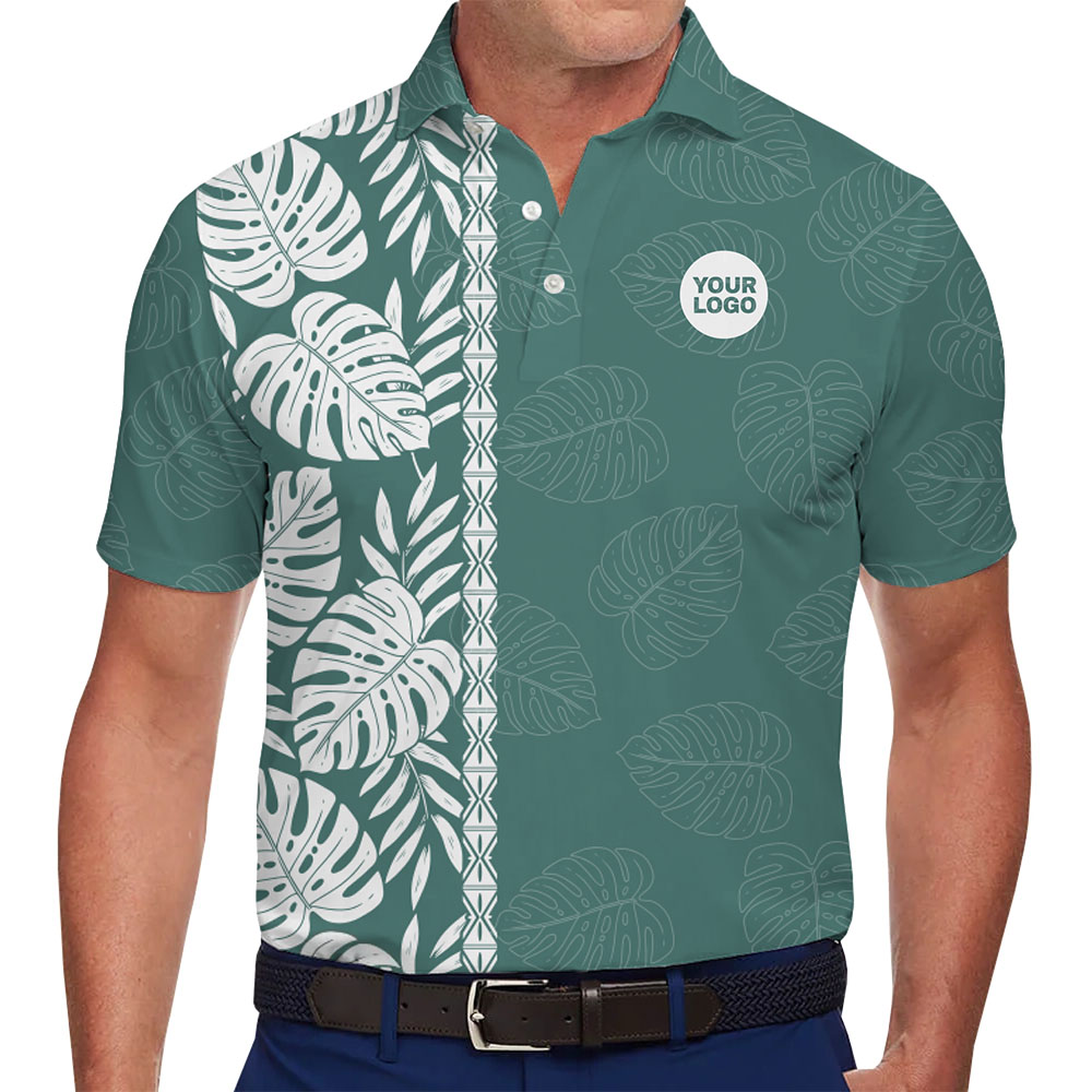 Custom Monstera Tropical Leaf Polo Shirt with Logo - variant image 1