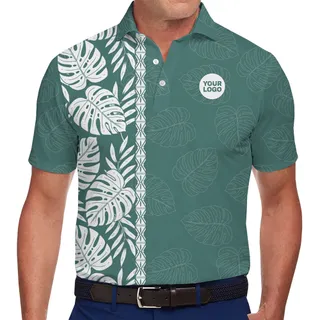 Custom Monstera Tropical Leaf Polo Shirt with Logo