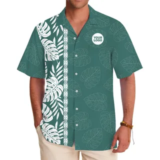 [Live Preview] Custom Monstera Leaf Hawaiian Shirt with Logo