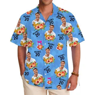 Unique Celebration Shirt with Your Photo and Tropical Design