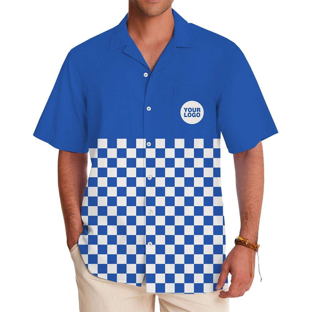 Custom Checkered Pattern Hawaiian Shirt With Logo - variant image 1