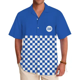 Custom Checkered Pattern Hawaiian Shirt With Logo