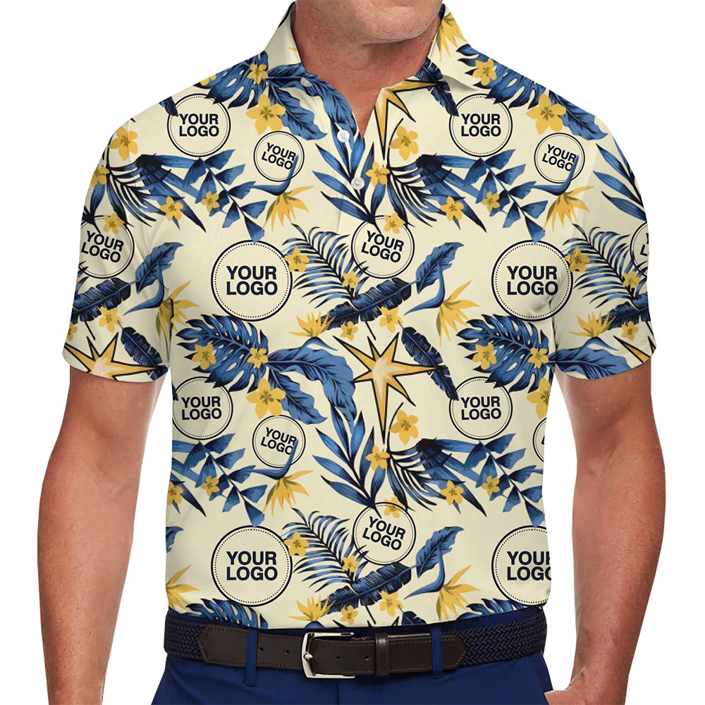 [Instant Preview] Personalized Hibiscus and Tropical Leaf Polo Shirt - variant image 1