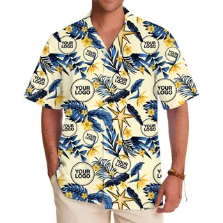 [Live Preview] Customize Tropical Leaf and Flower Aloha Shirt