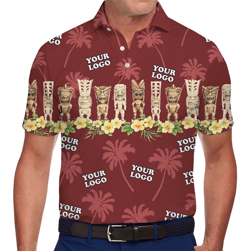 Custom Hawaiian Tiki Statue Tropical Polo Shirts With Plus Size - variant image 1