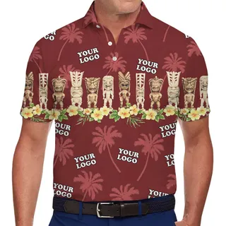 Custom Hawaiian Tiki Statue Tropical Polo Shirts With Plus Size