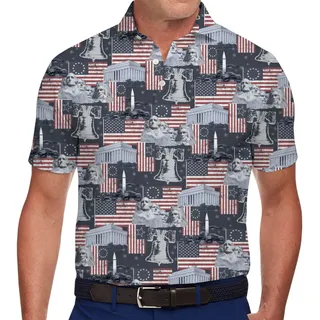 Vintage American Flag Patriotic Polo Shirt