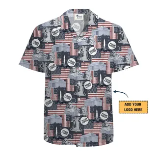 Vintage Patriotic Button-Up Shirt for Men and Women