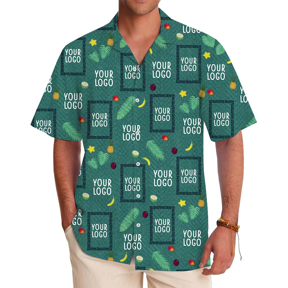 Custom Tropical Green Hawaiian Shirt With Logo - variant image 1