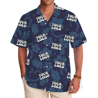 Blue Floral Logo Shirt Perfect for Casual and Corporate Wear