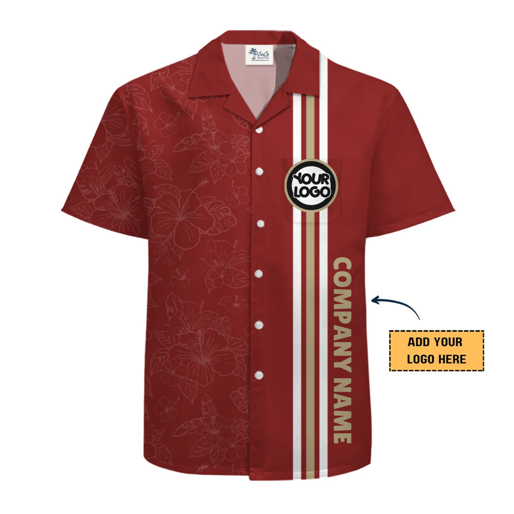 Custom Logo Vertical Stripe Hawaiian Shirt