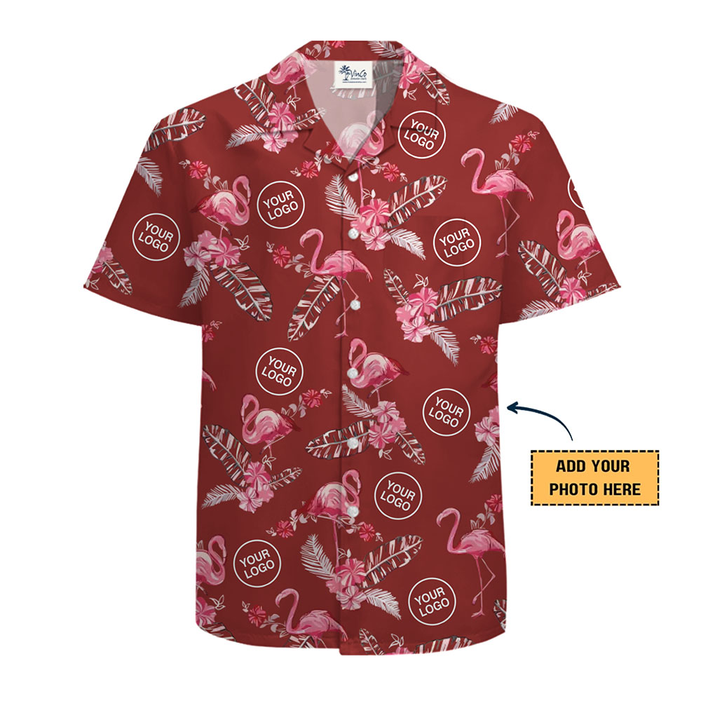 Personalized Flamingo Tropical Hawaiian Shirt with Logo