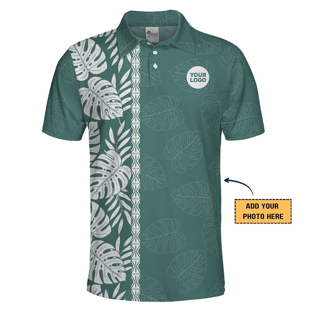 Custom Monstera Tropical Leaf Polo Shirt with Logo