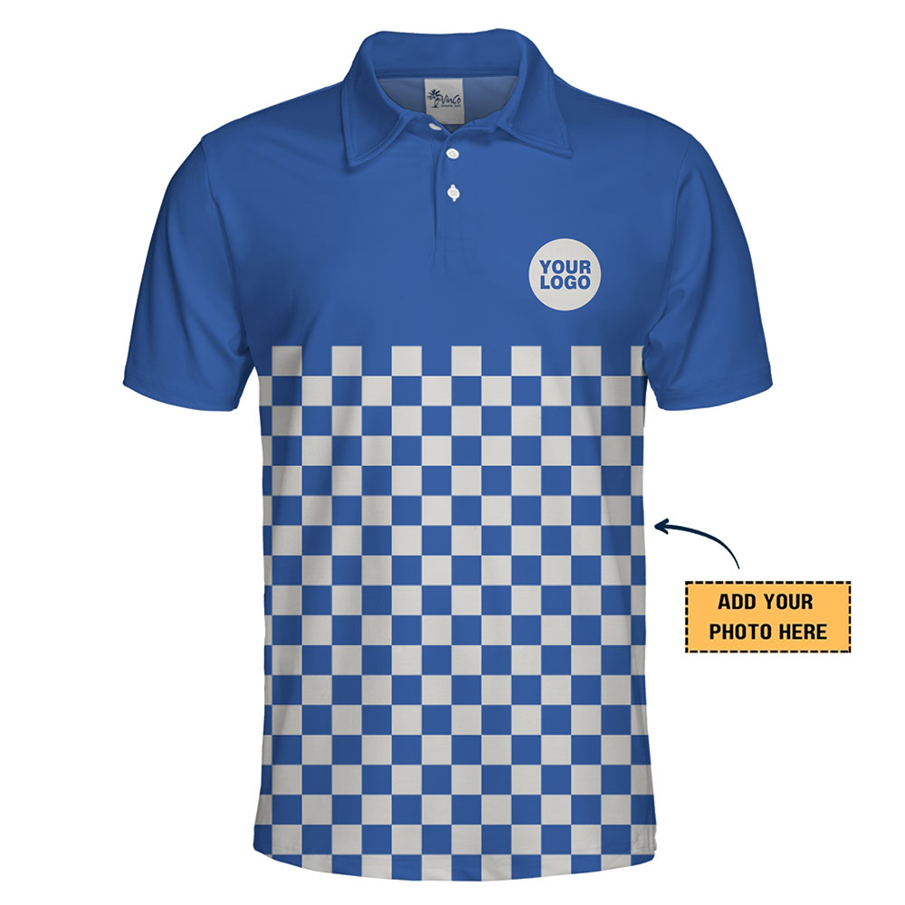 Personalized Checkered Polo Shirt with Logo Live Preview