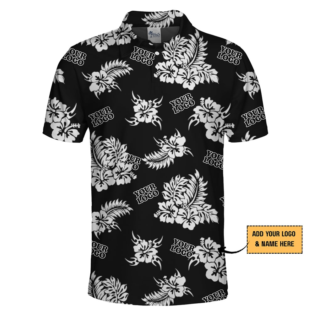 Elegant Floral Polo Shirt with Personalized Logo Design