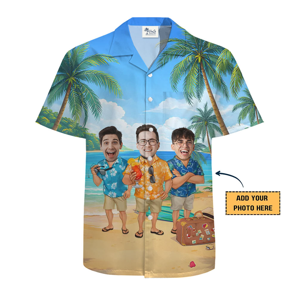 [Live Preview] Custom Face Beach Vacation Hawaiian Shirt