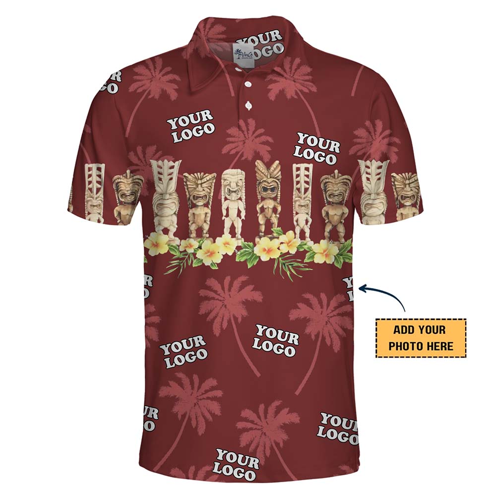 Custom Hawaiian Tiki Statue Tropical Polo Shirts With Plus Size