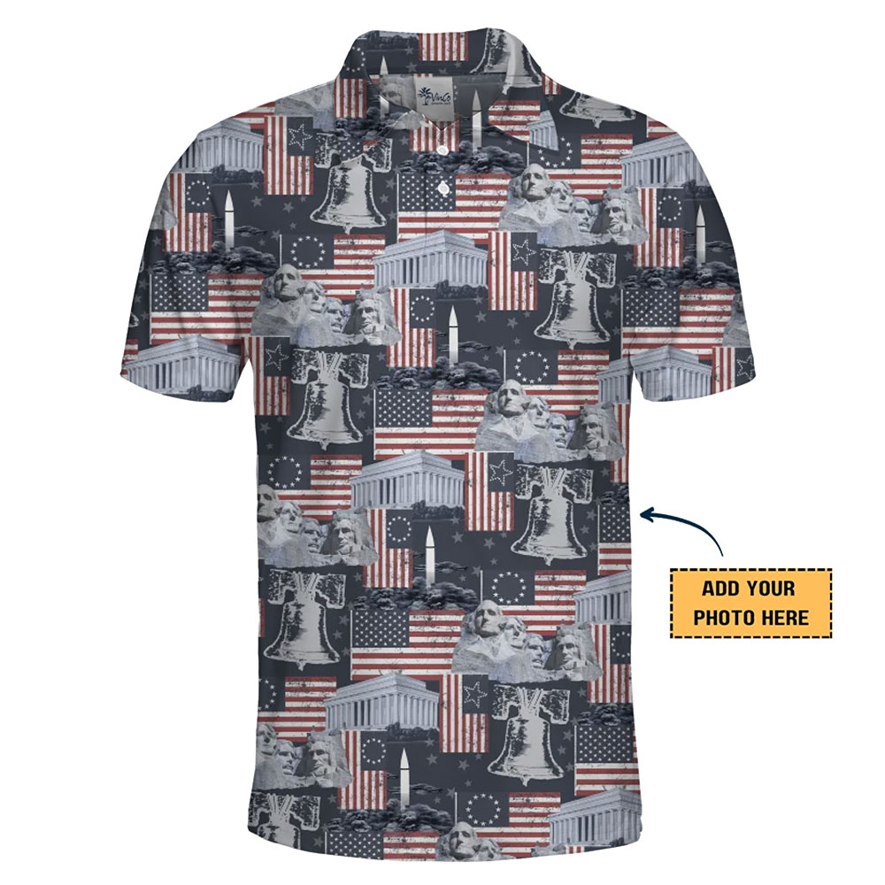Vintage American Flag Patriotic Polo Shirt