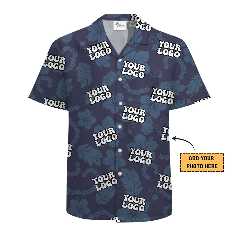 Blue Floral Logo Shirt Perfect for Casual and Corporate Wear