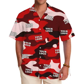 [Live Preview] Personalized Camouflage Hawaiian Shirt With Logo