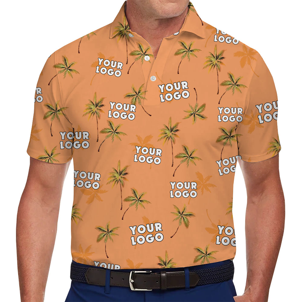 [Live Preview] Logo Personalized Palm Tree Pattern Polo Shirt - variant image 1
