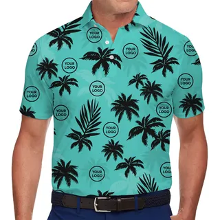 [Live Preview] Custom Logo Coastal Palm Polo Shirt