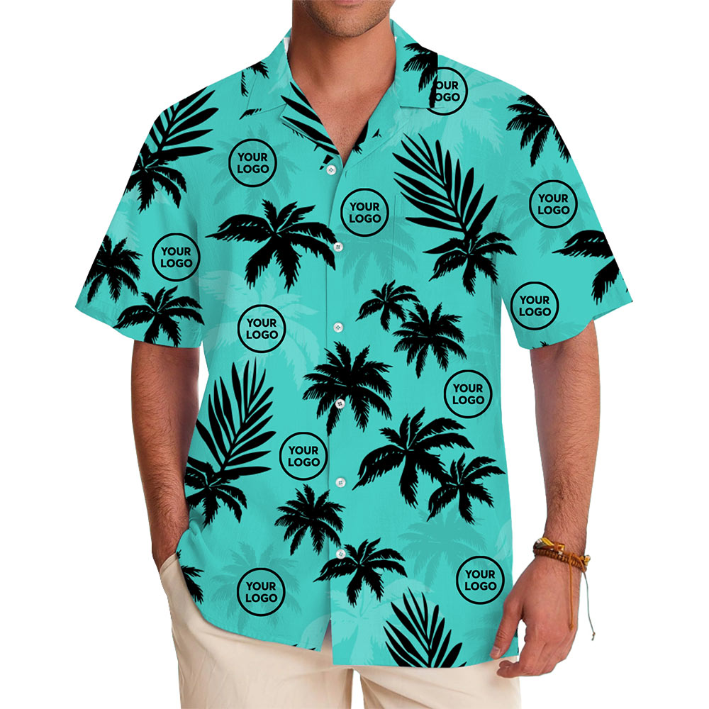 Custom Logo Palm Shadow Hawaiian Shirt With Live Preview - variant image 1