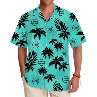 Custom Logo Palm Shadow Hawaiian Shirt With Live Preview