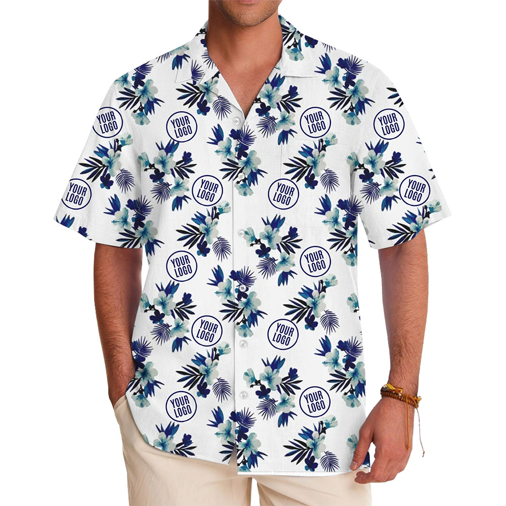 Chic Custom Blue and White Hawaiian Shirt - variant image 1