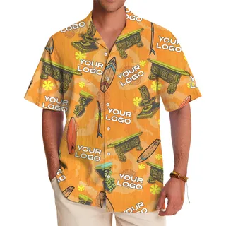 [Live Preview] Custom Logo Vintage Tiki Hawaiian Shirt