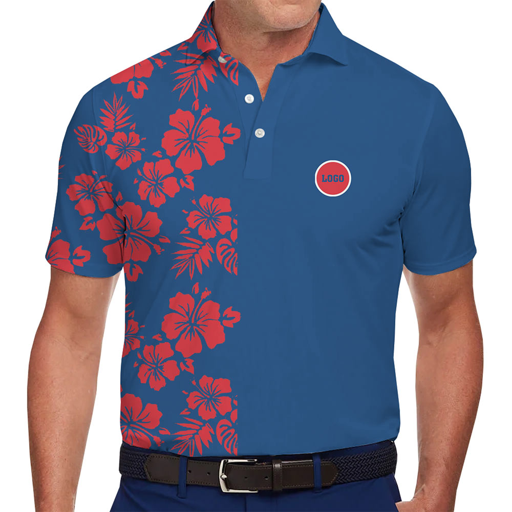[Live Preview] Custom Logo Colorblock Floral Polo Shirt - variant image 1