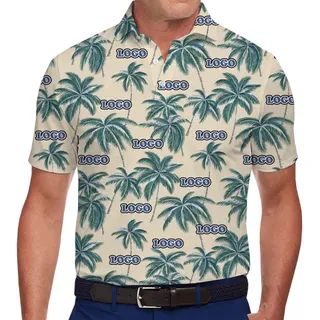 Custom Coconut Tree Hawaiian Polo Shirt With Live Preview